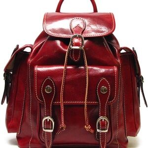 Italian Red Leather  Backpack